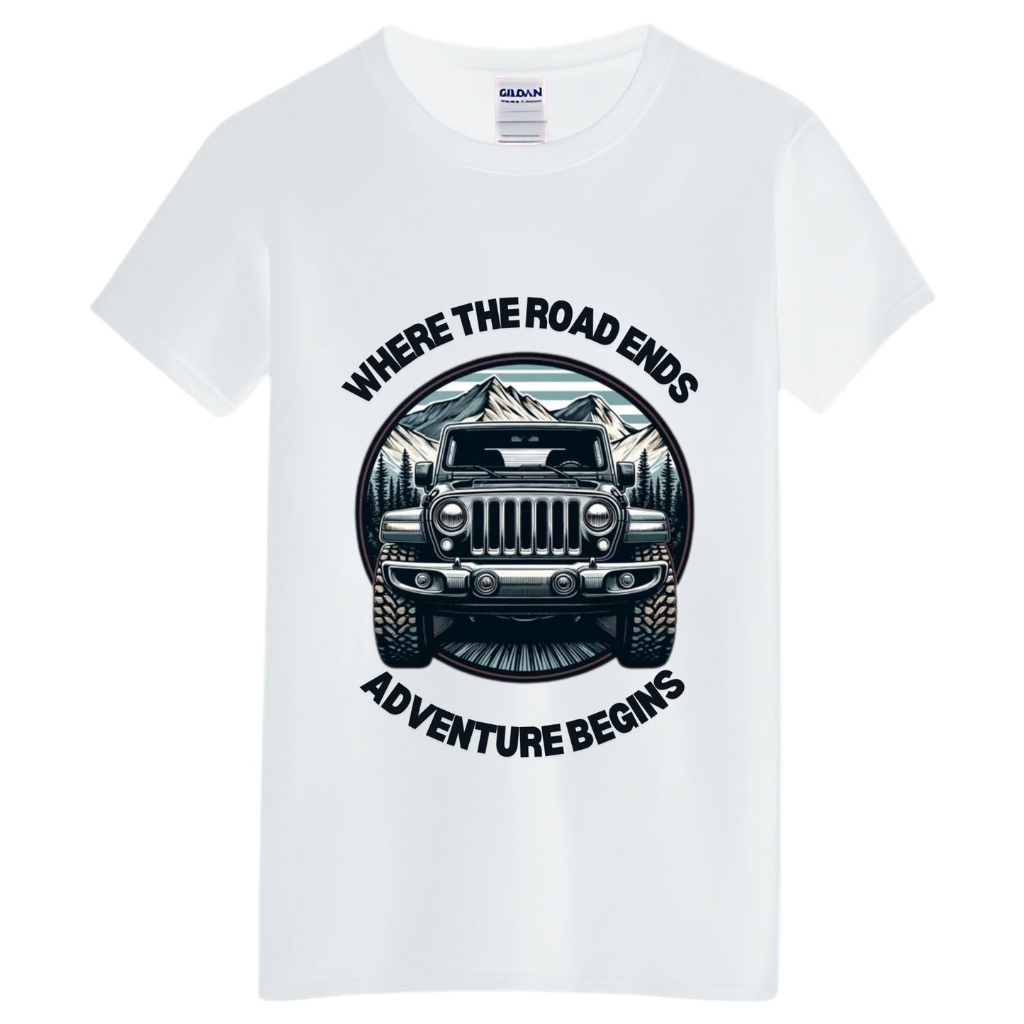 VOZUKO Custom 4x4 Jeep Mountain Conqueror Made-to-Order Gildan Tee