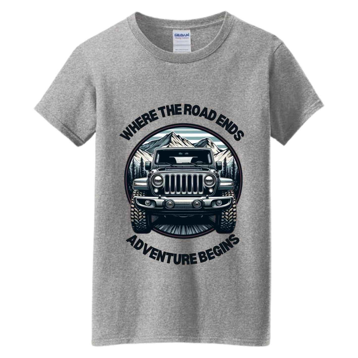 VOZUKO Custom 4x4 Jeep Mountain Conqueror Made-to-Order Gildan Tee