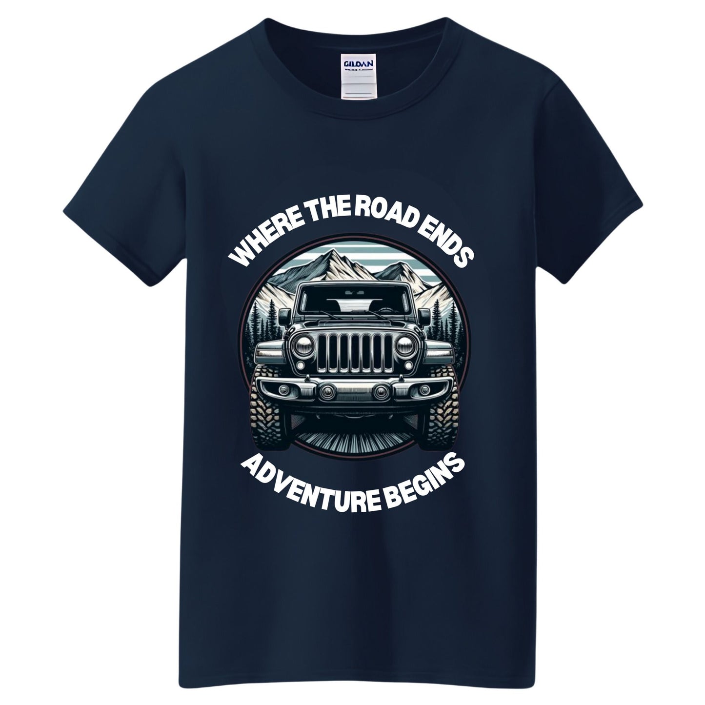 VOZUKO Custom 4x4 Jeep Mountain Conqueror Made-to-Order Gildan Tee