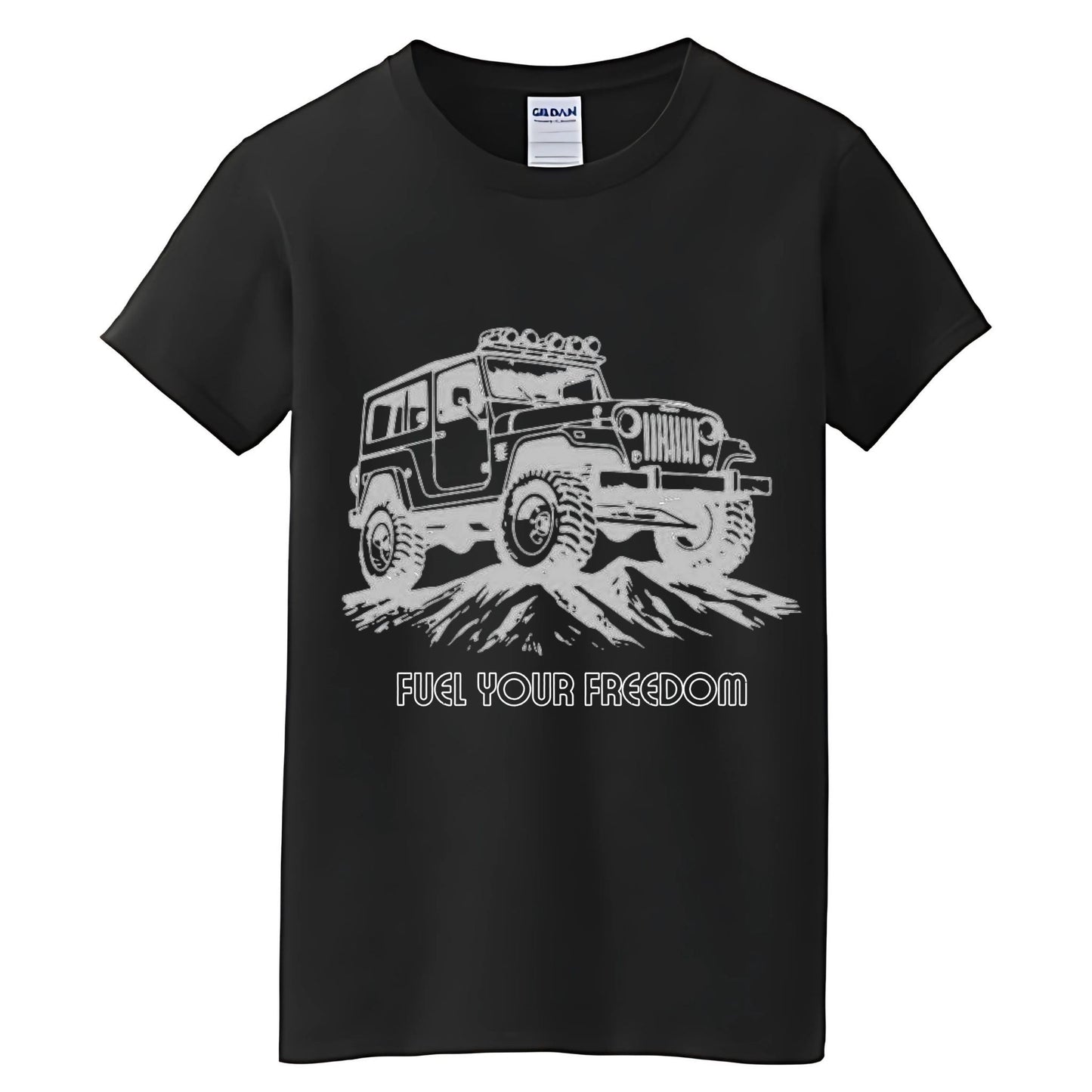 VOZUKO Custom 4x4 Jeep Fuel Your Freedom Made-to-Order Gildan Graphic Tee
