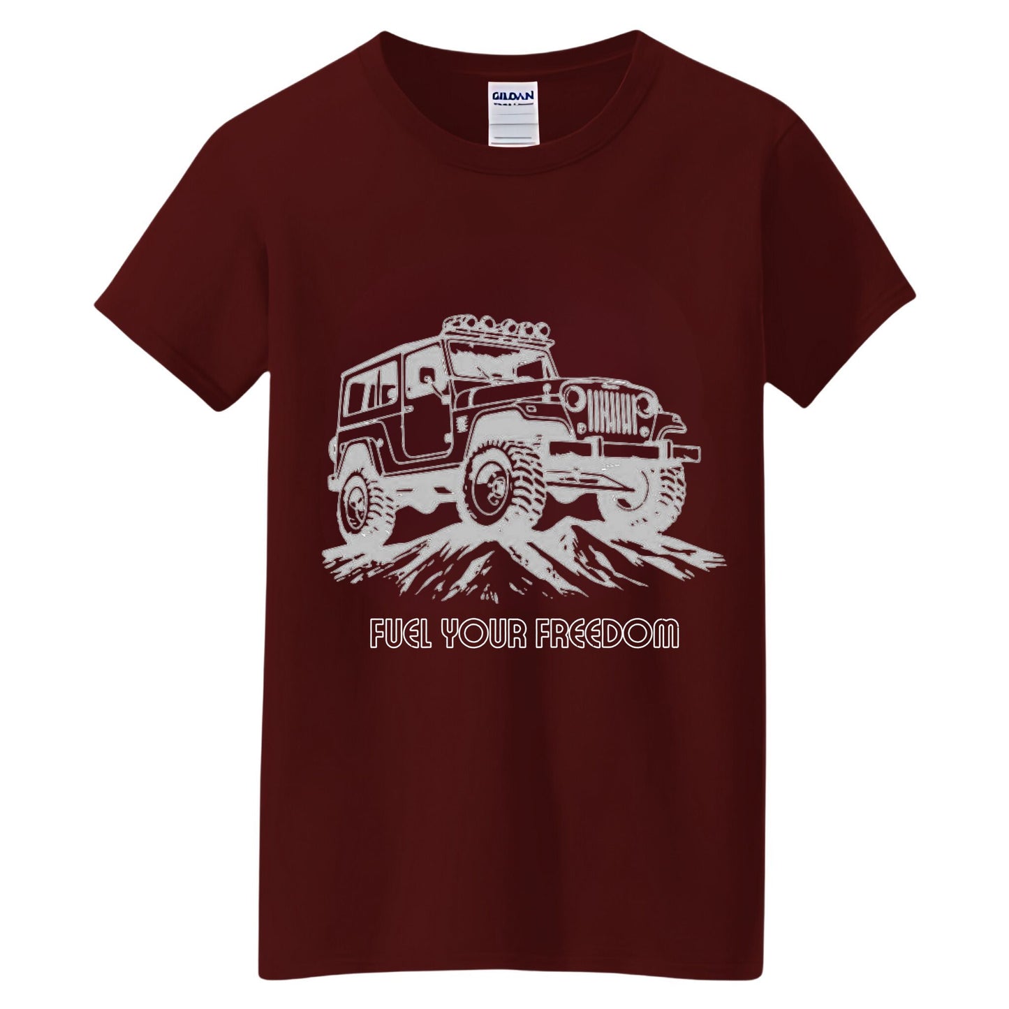 VOZUKO Custom 4x4 Jeep Fuel Your Freedom Made-to-Order Gildan Graphic Tee