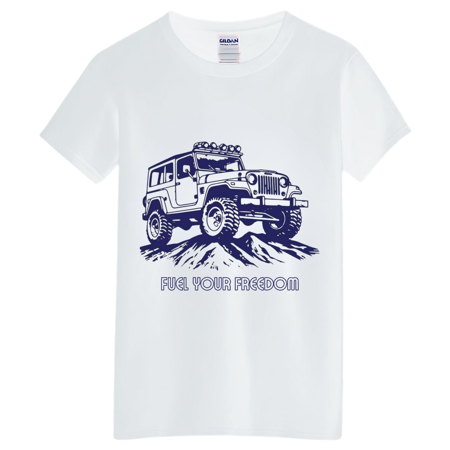 VOZUKO Custom 4x4 Jeep Fuel Your Freedom Made-to-Order Gildan Graphic Tee