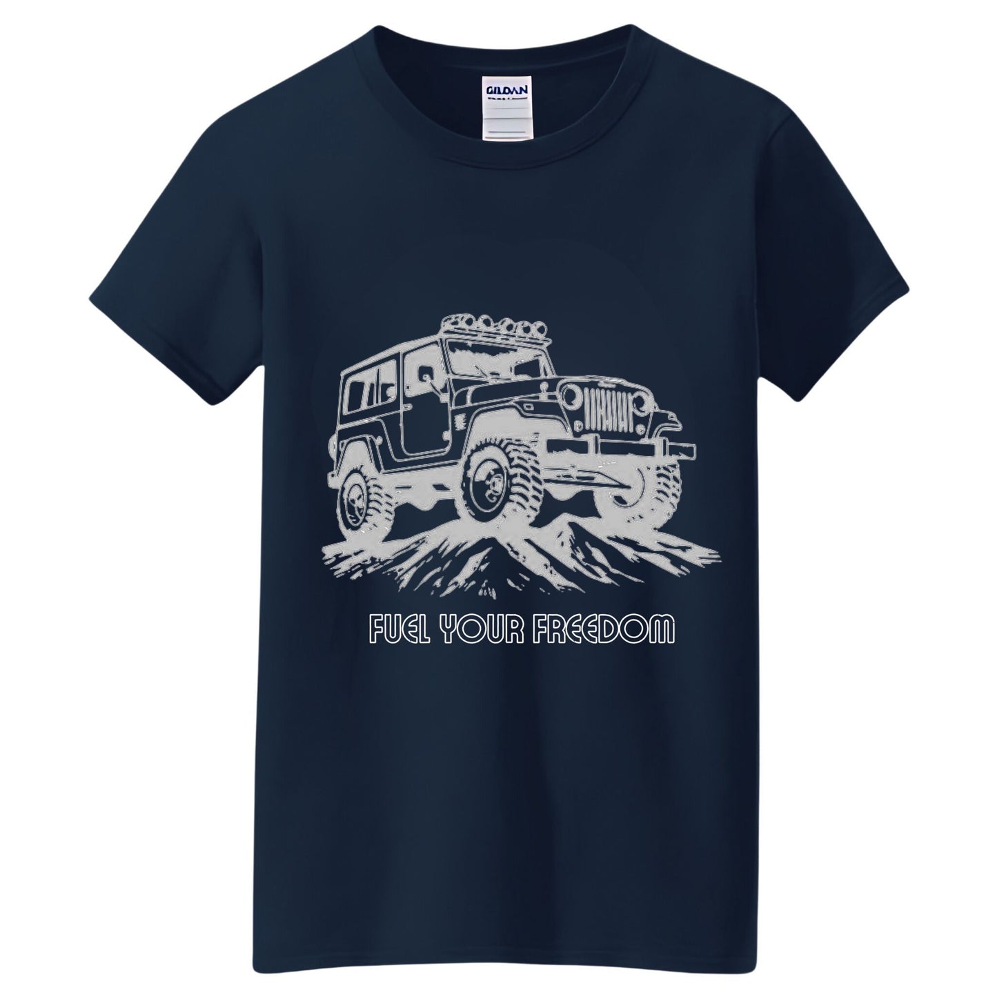 VOZUKO Custom 4x4 Jeep Fuel Your Freedom Made-to-Order Gildan Graphic Tee