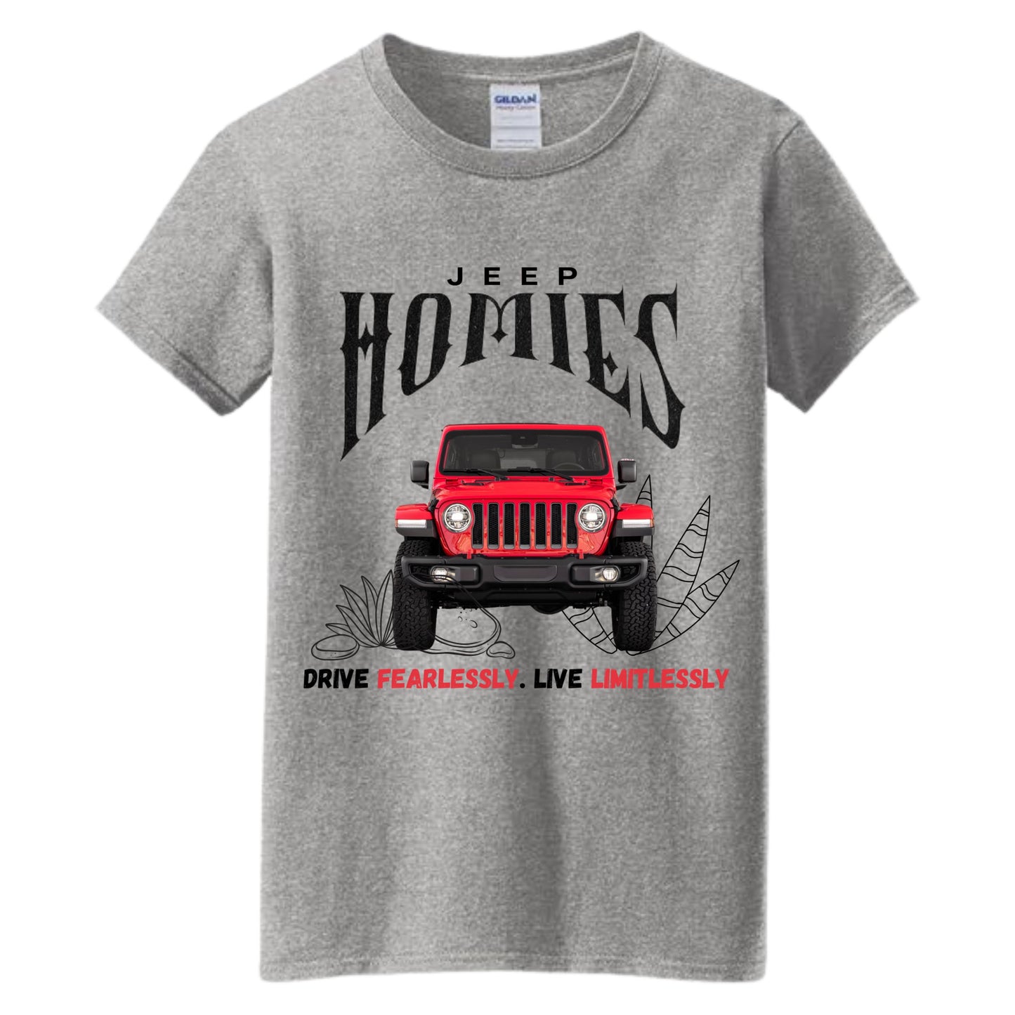 VOZUKO Custom 4x4 Jeep Homies Made-to-Order Gildan Graphic Tee