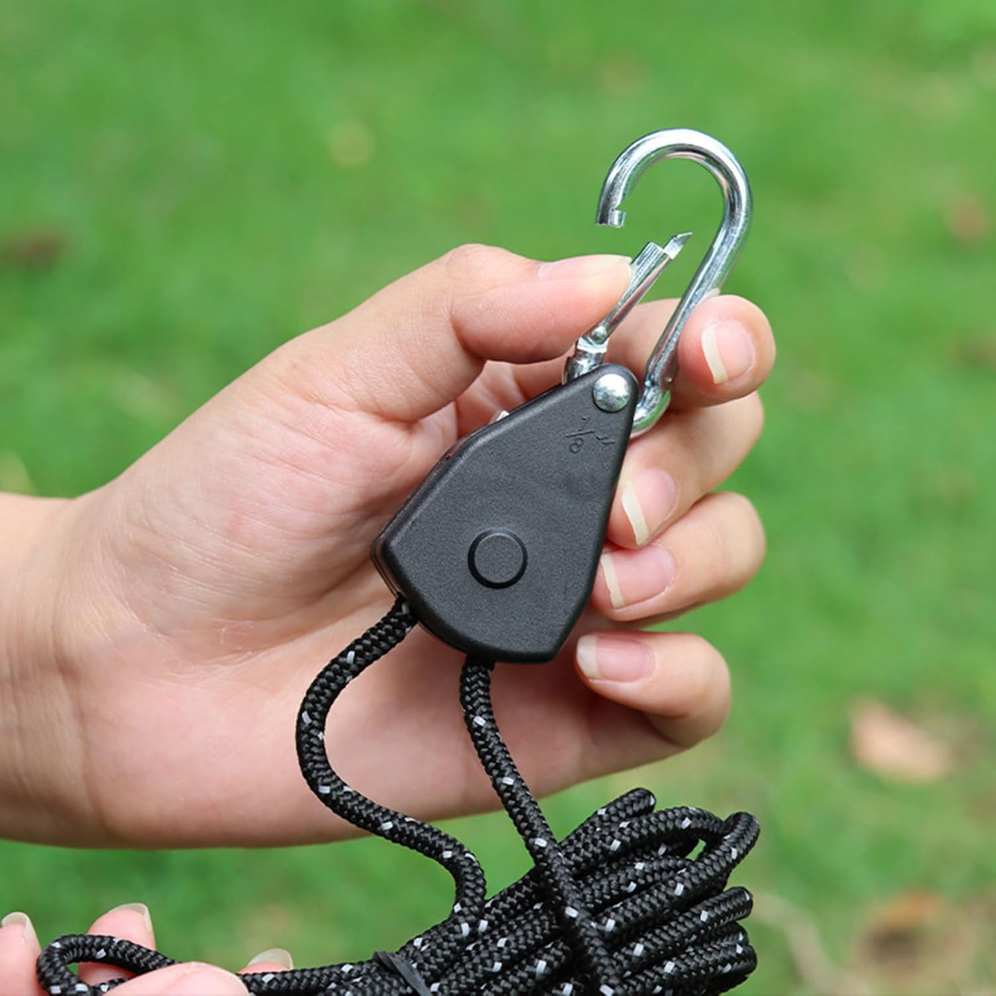 Camping Rope Quick Setup Adjustable Tent Tie Down Rope with Ratchet Pulley for Canopy, Kayak, Outdoor Camping Shelter