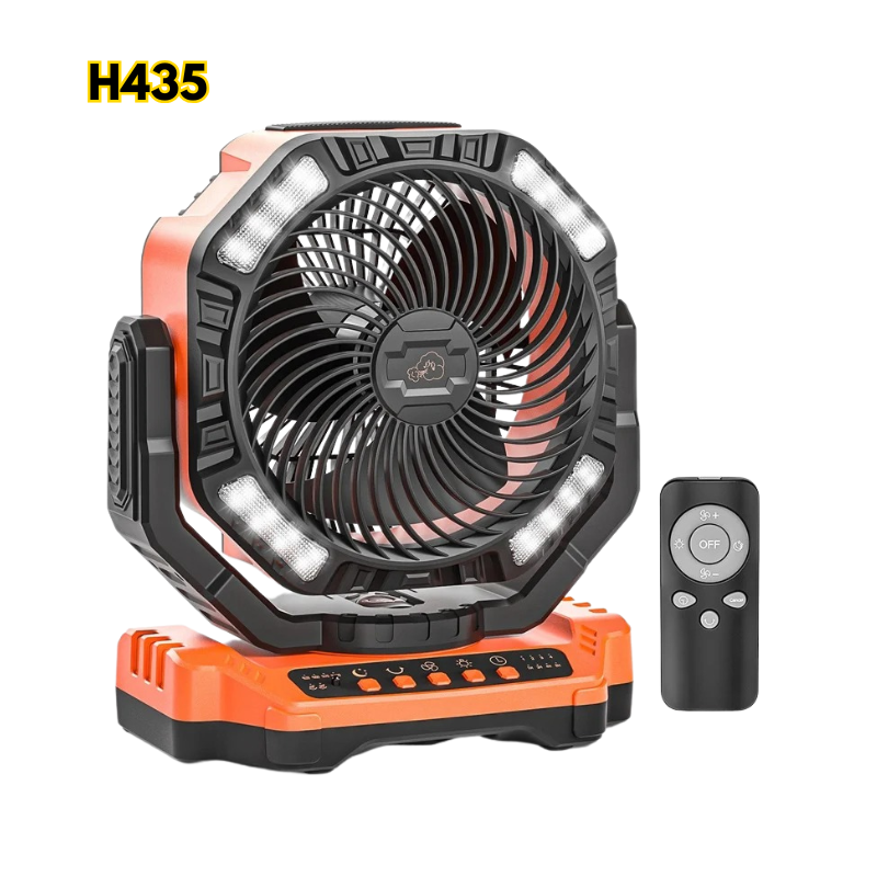 40000mAh Rechargeable Battery Operated Fan, Portable 4 Timers USB Fan, Auto-Oscillating Desk Fan with Remote & Hook & LED Light