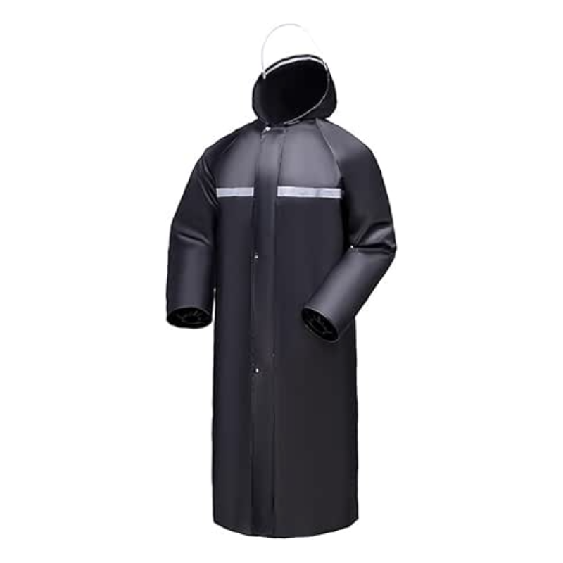 Long Hooded Breathable Raincoat Adult Raincoat Oxford Cloth Waterproof Rain Suit Unisex with Reflective Strip Large Sizes with Pockets