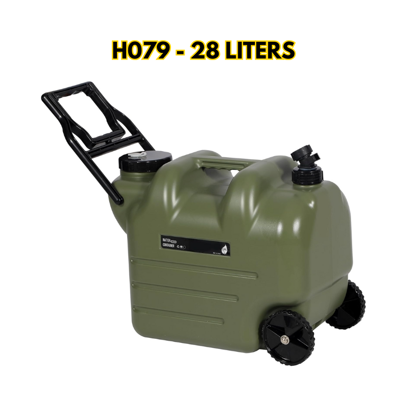 Gallon Water Container Carrier with Faucet & Wheels Folding Handle Portable Emergency Water Storage Tank, BPA Free Water Jug for Camping Outdoor Fishing