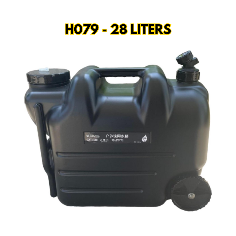 Gallon Water Container Carrier with Faucet & Wheels Folding Handle Portable Emergency Water Storage Tank, BPA Free Water Jug for Camping Outdoor Fishing