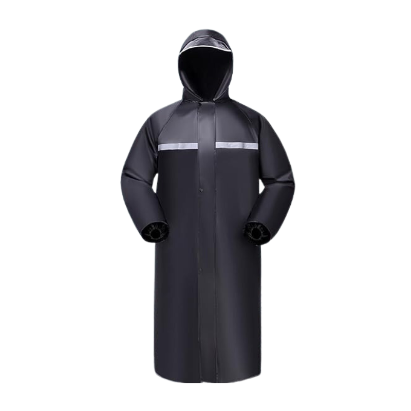 Long Hooded Breathable Raincoat Adult Raincoat Oxford Cloth Waterproof Rain Suit Unisex with Reflective Strip Large Sizes with Pockets