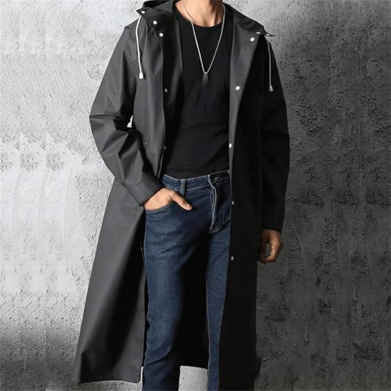 Waterproof Raincoat Lightweight Adult Enlarged Brim Men's Long Rain Jacket Packable Elastic Hat String Raincoat for Outdoor Raincoat