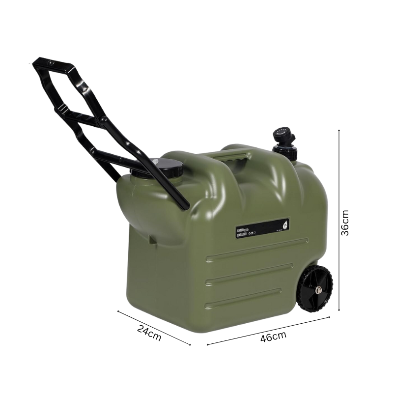 Gallon Water Container Carrier with Faucet & Wheels Folding Handle Portable Emergency Water Storage Tank, BPA Free Water Jug for Camping Outdoor Fishing