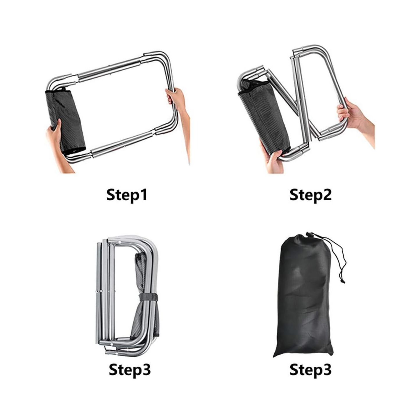 Lightweight Camping Chair Portable Aluminum Alloy Folding Stool Metal Zippered for Hiking Fishing Outdoor