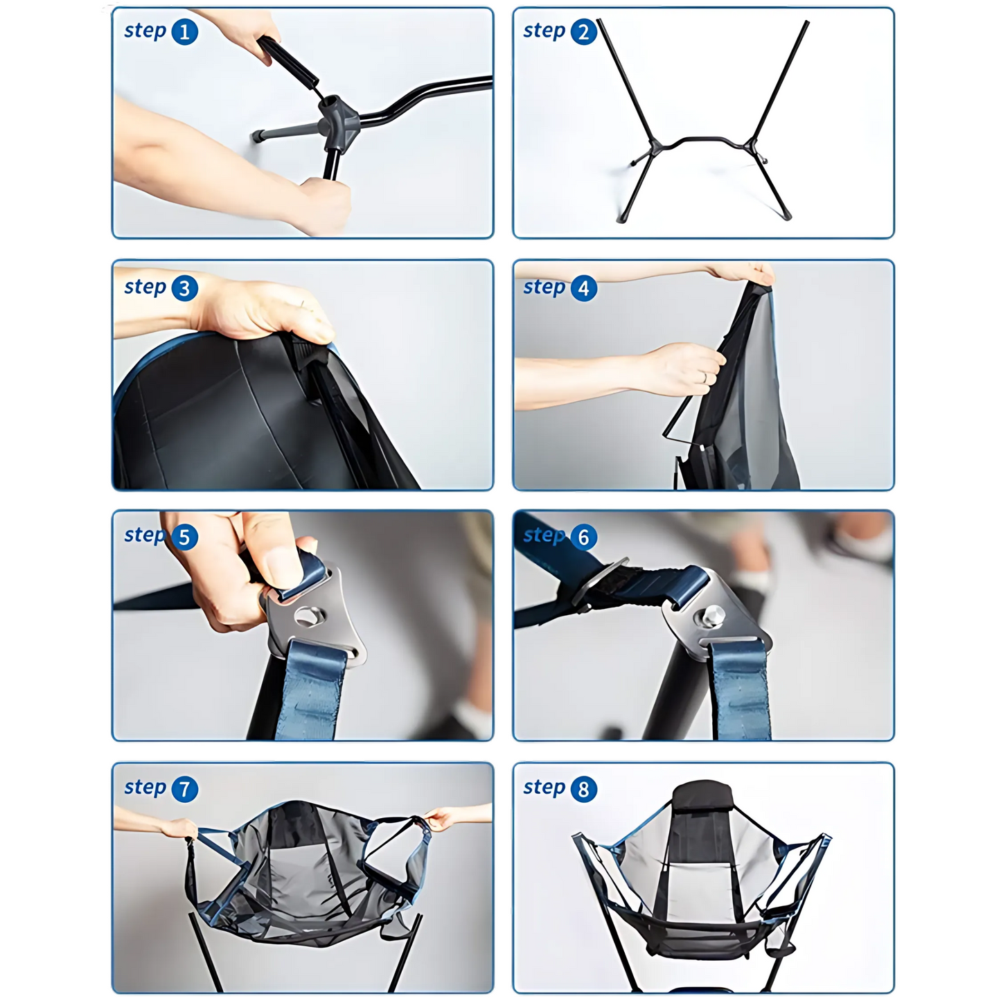 Hammock Chair Aluminium Alloy Camping Swing Back Mesh Outdoor Folding Adjustable Comfort Chair