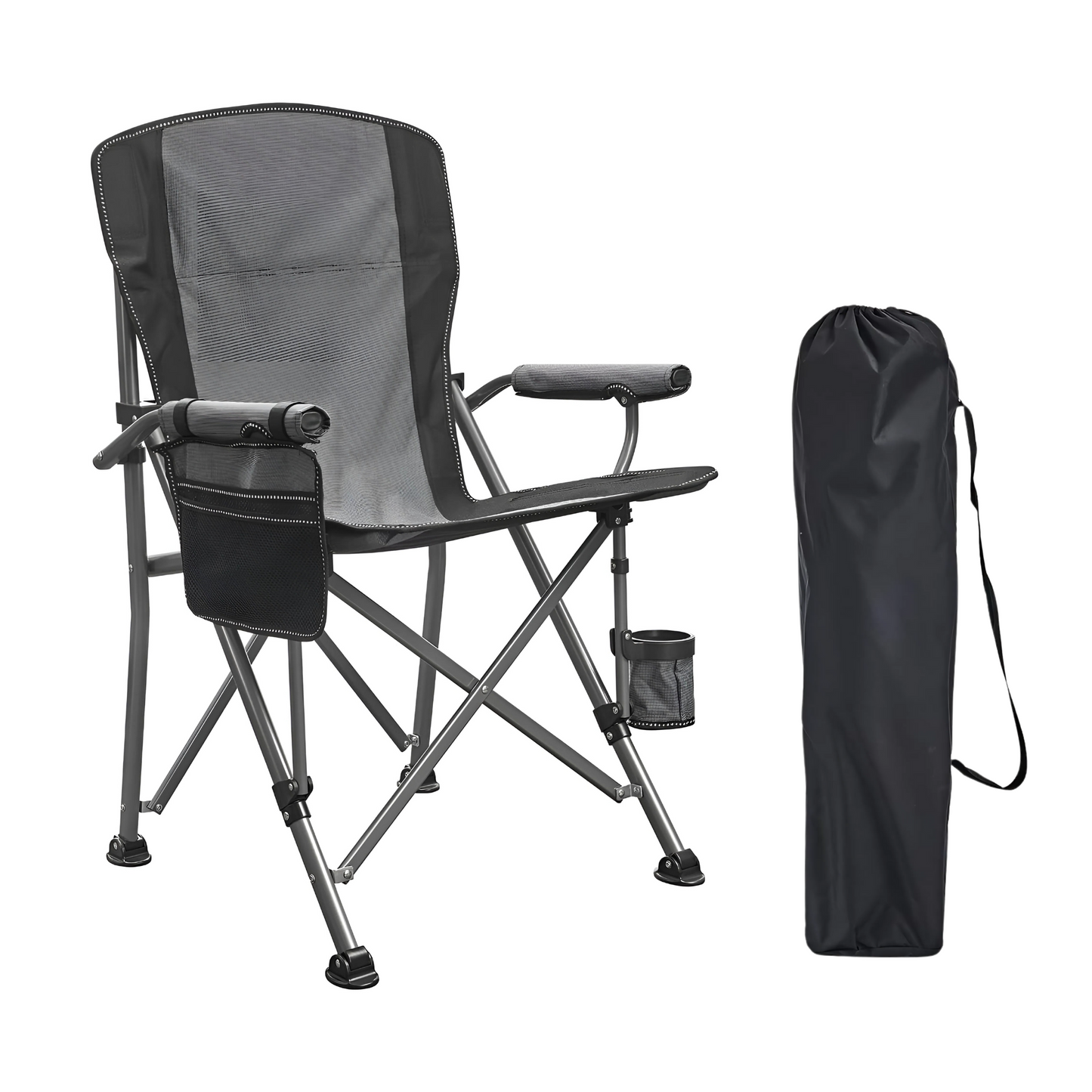 Extra-Large Portable Camping Chair with Canopy Shade Lightweight, Durable, Heavy-Duty Folding Indoor Outdoor Boss Chair