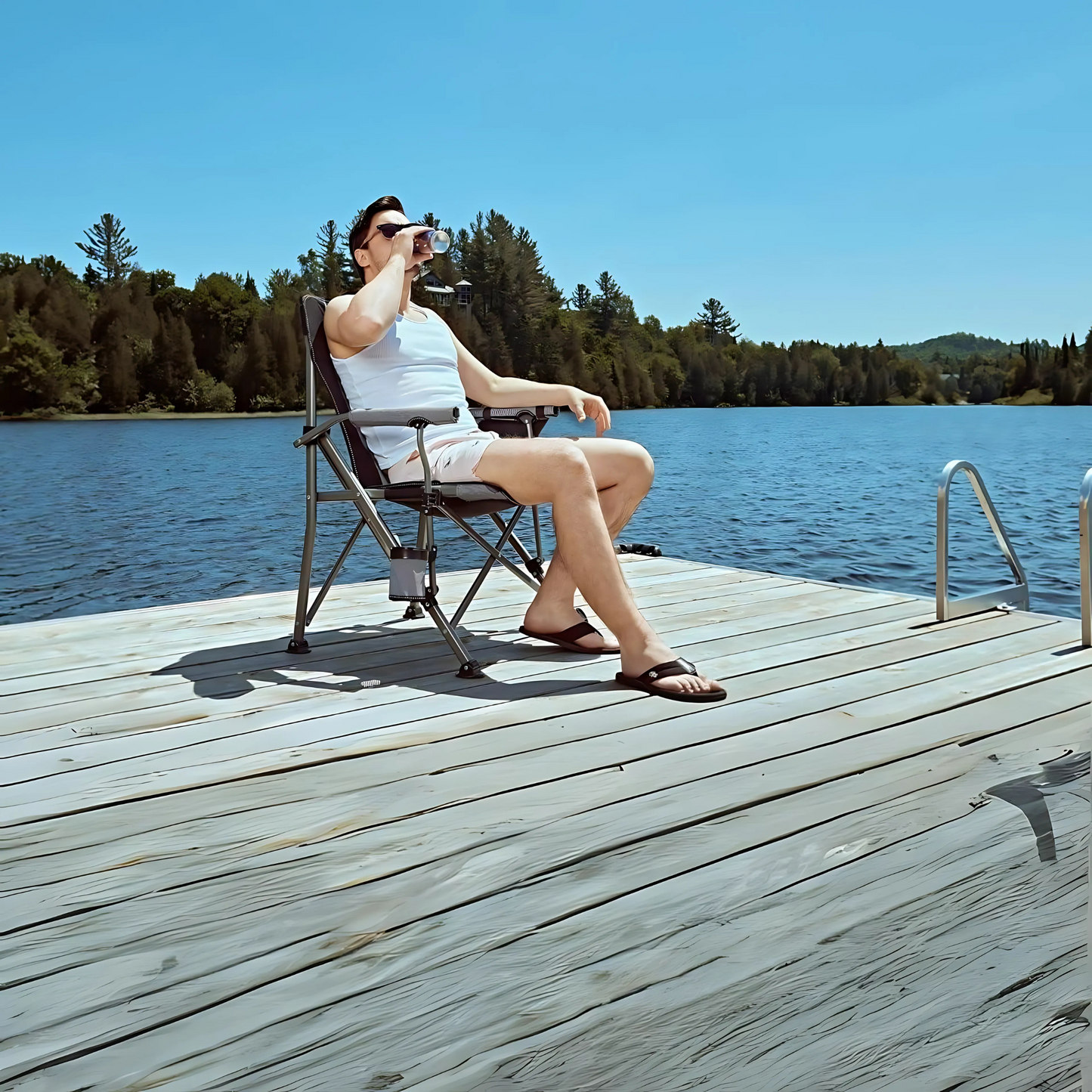 Extra-Large Portable Camping Chair with Canopy Shade Lightweight, Durable, Heavy-Duty Folding Indoor Outdoor Boss Chair