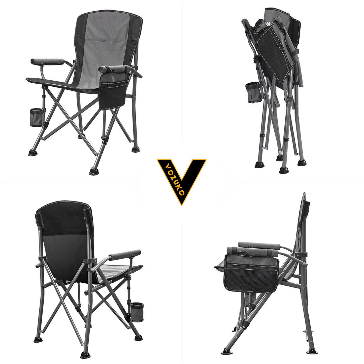 Extra-Large Portable Camping Chair with Canopy Shade Lightweight, Durable, Heavy-Duty Folding Indoor Outdoor Boss Chair