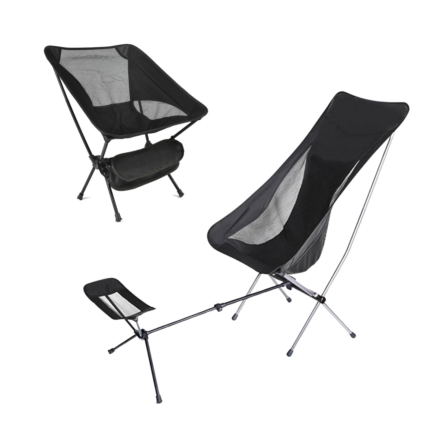 Portable Camping Chair, Compact Ultralight Folding Backpacking Chairs, Outdoor High Back Chair detachable footrest Travel Furniture Home Garden Hiking Picnic Fishing