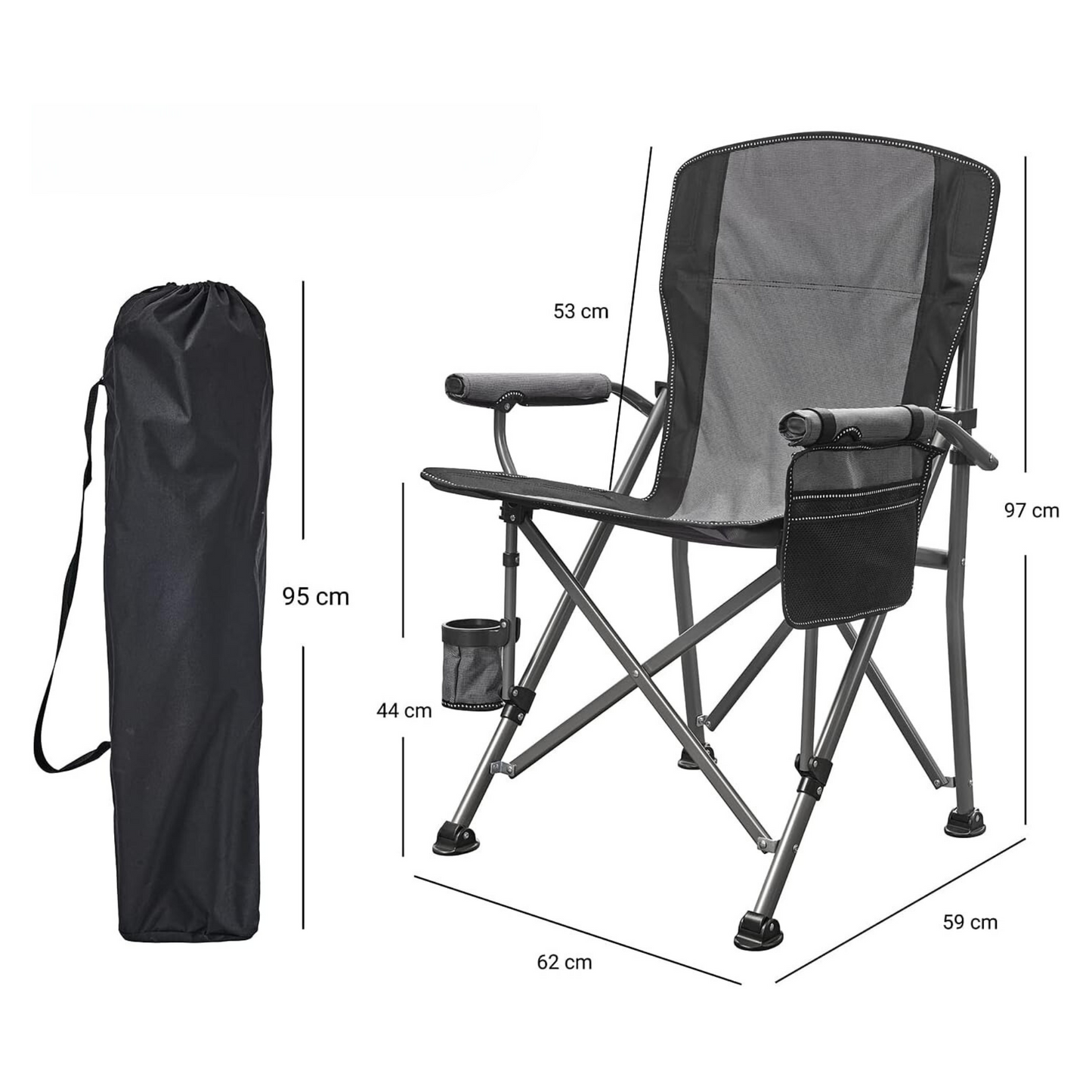 Extra-Large Portable Camping Chair with Canopy Shade Lightweight, Durable, Heavy-Duty Folding Indoor Outdoor Boss Chair