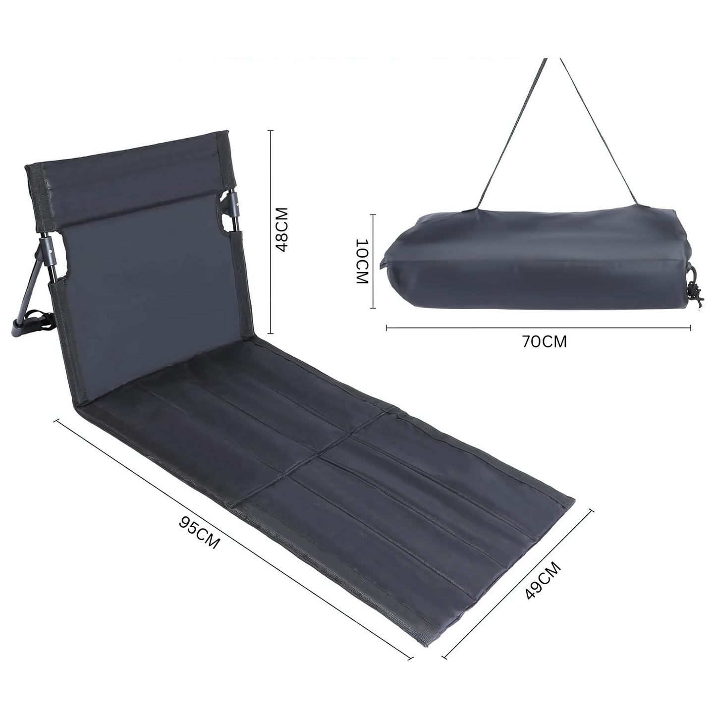 Folding Chair Outdoor Camping Backrest Lightweight Portable Beach Picnic Hiking Chair Black