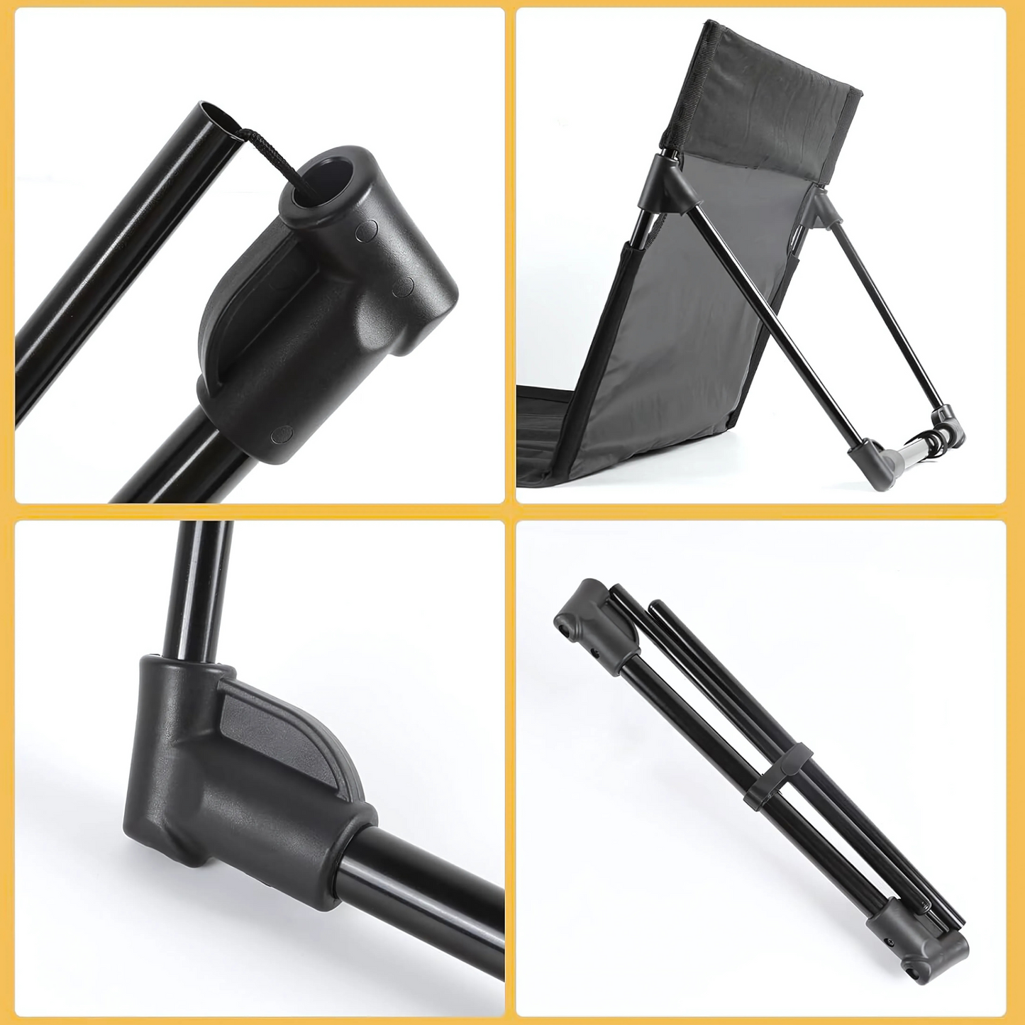 Folding Chair Outdoor Camping Backrest Lightweight Portable Beach Picnic Hiking Chair Black