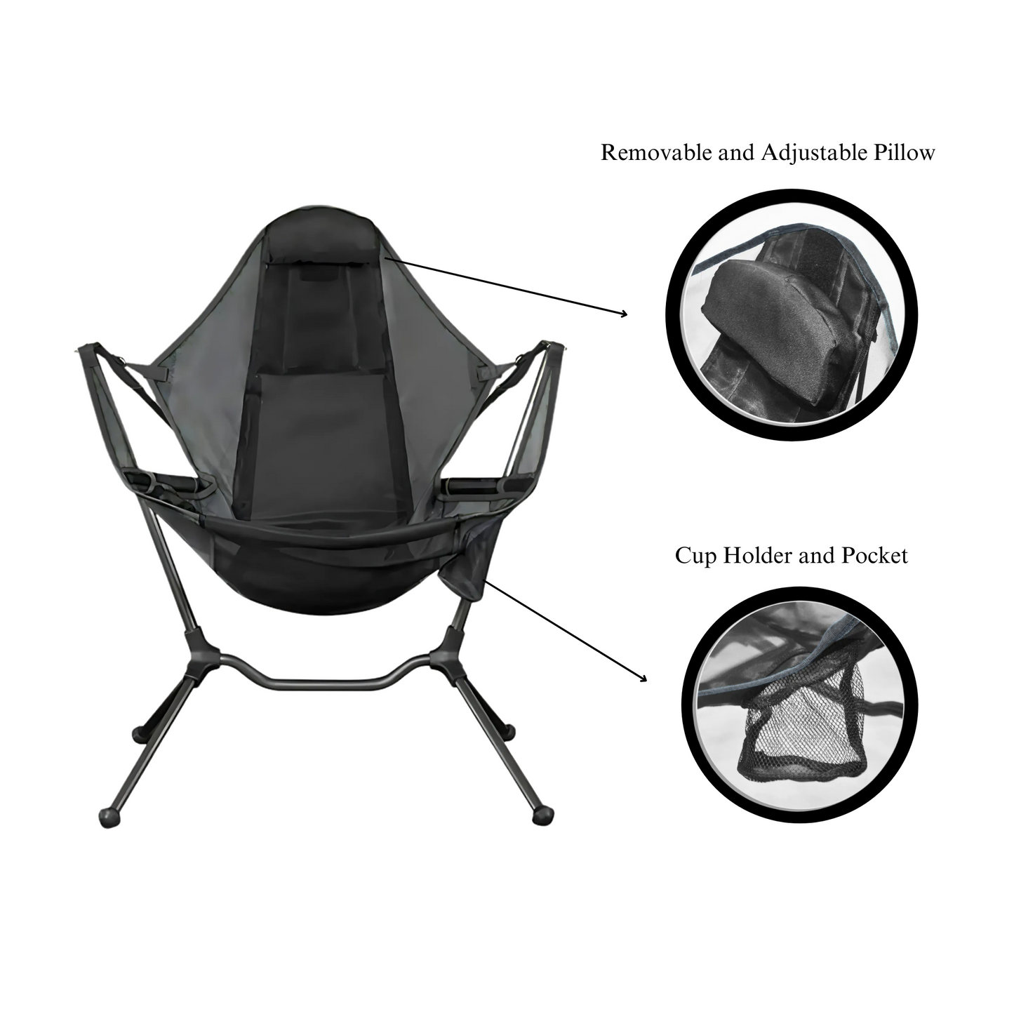 Hammock Chair Aluminium Alloy Camping Swing Back Mesh Outdoor Folding Adjustable Comfort Chair