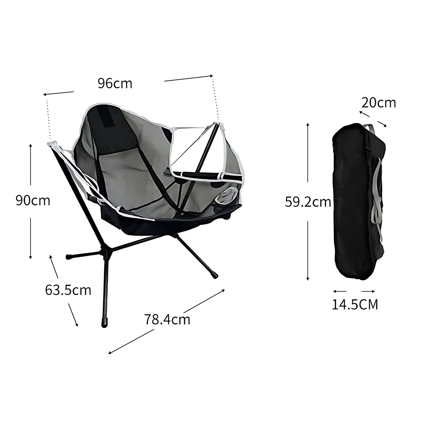 Hammock Chair Aluminium Alloy Camping Swing Back Mesh Outdoor Folding Adjustable Comfort Chair