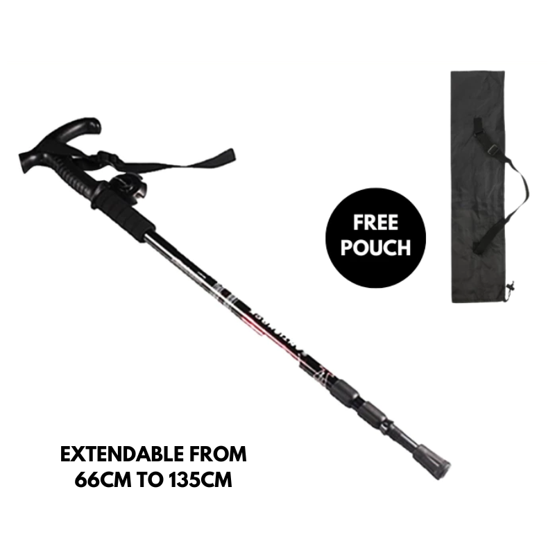 Trekking Walking Cane Heavy Duty Ultra-Light Shock-Resistant Folding Hiking Poles with Non-Slip Handles & Adjustable Telescopic Outdoor Camping, Hiking, Climbing