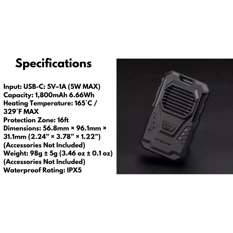 NITECORE MR06TAC Rechargeable Portable Outdoor Camping Anti-Mosquito Electric Mosquito Repellent Outdoor Indoor Use