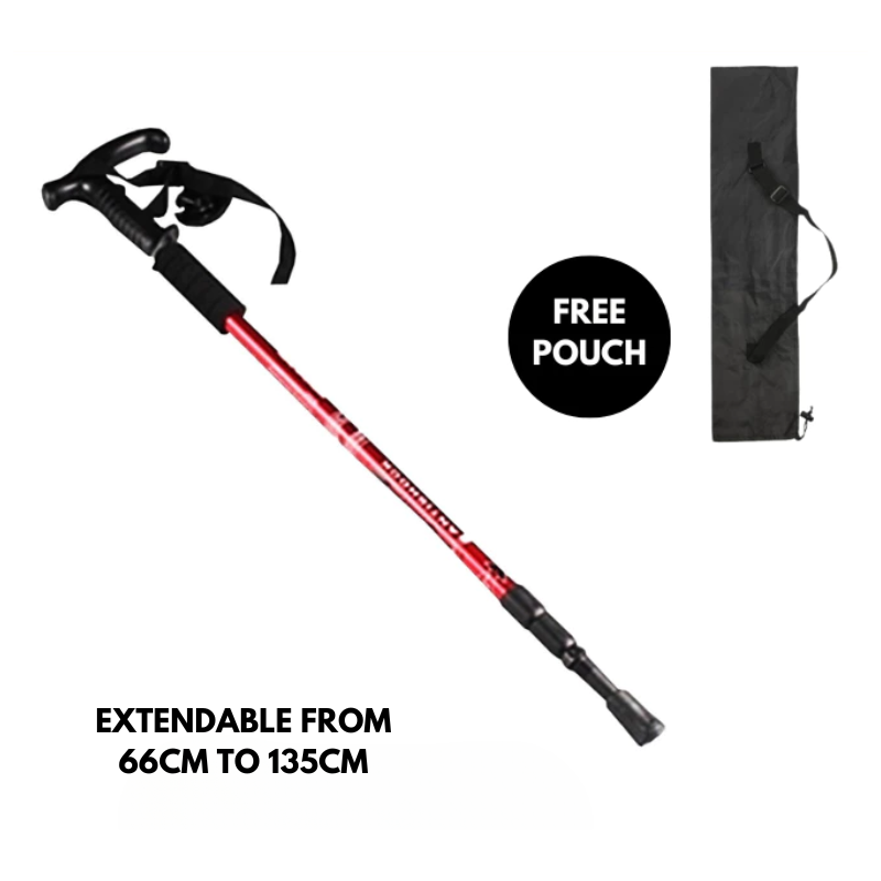 Trekking Walking Cane Heavy Duty Ultra-Light Shock-Resistant Folding Hiking Poles with Non-Slip Handles & Adjustable Telescopic Outdoor Camping, Hiking, Climbing