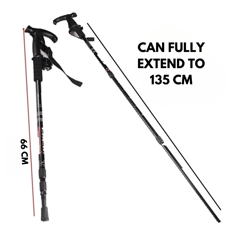 Trekking Walking Cane Heavy Duty Ultra-Light Shock-Resistant Folding Hiking Poles with Non-Slip Handles & Adjustable Telescopic Outdoor Camping, Hiking, Climbing
