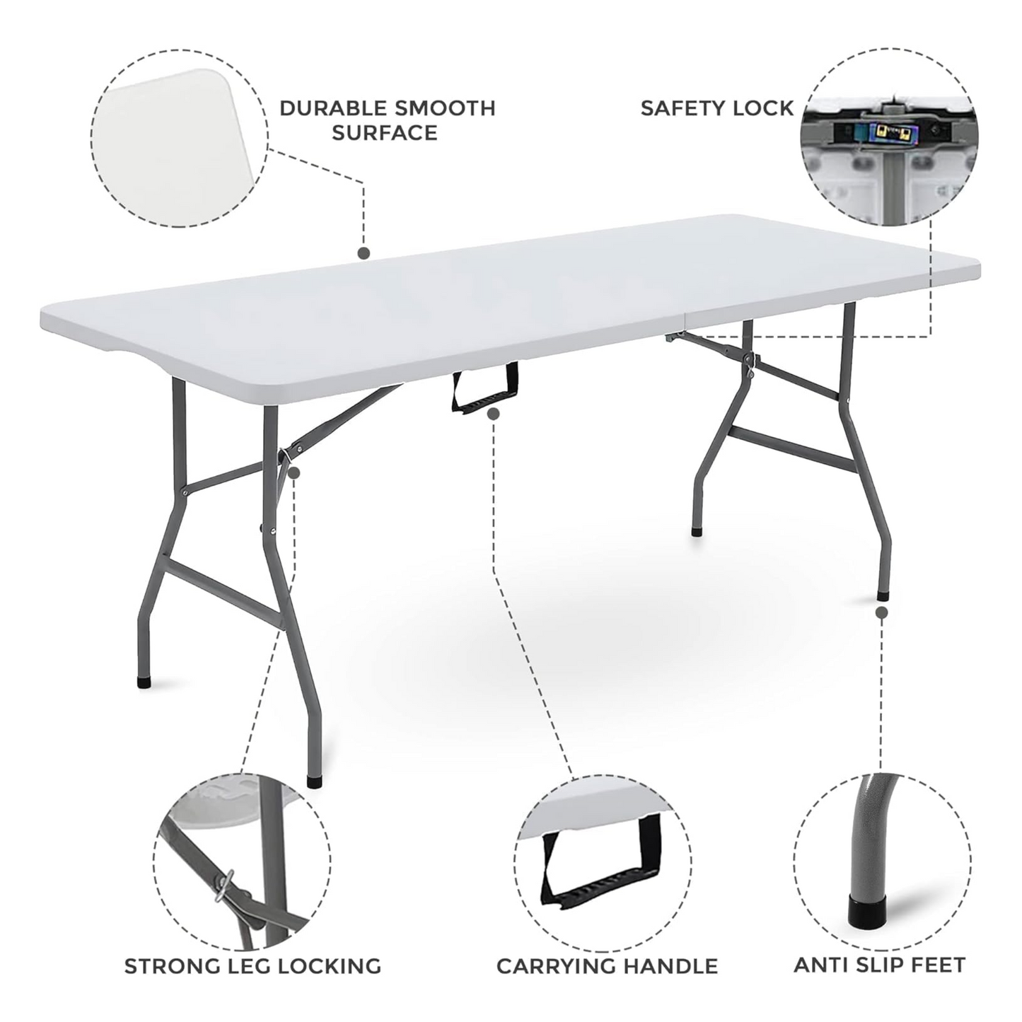 Folding Table Multipurpose Square Table Indoor Outdoor Plastic Table Lightweight and Portable Camping Table for Home Office