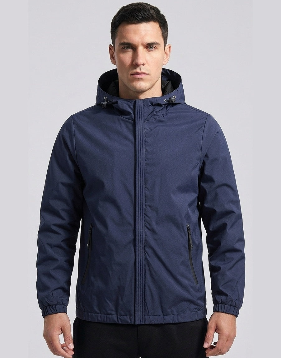 Men Lightweight Hooded Windbreaker Jacket Waterproof Outdoor Hiking