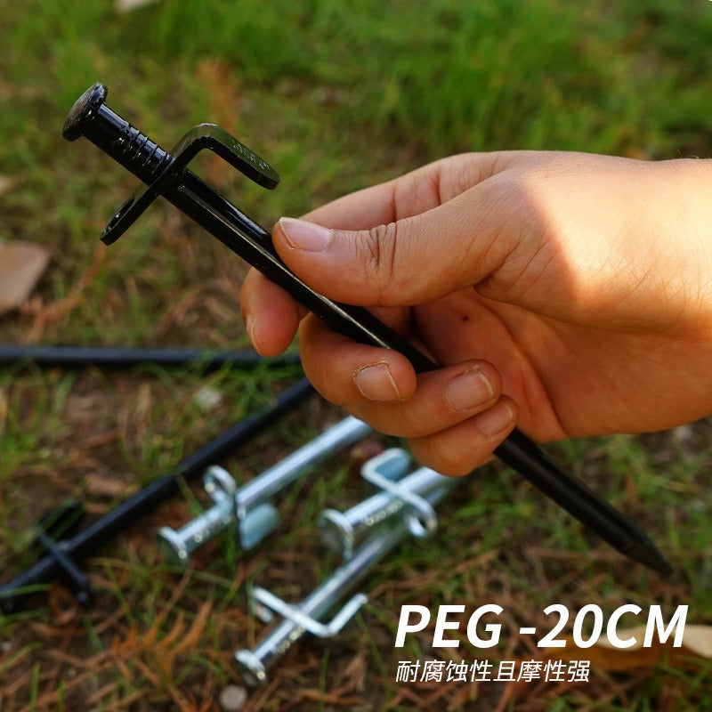 Heavy Duty Plastic Screw Tent Pegs 20cm Ground Stakes Metal Pegs and Glow in the Dark for Tents, Tarps, Ground Sheets & Camping Accessories