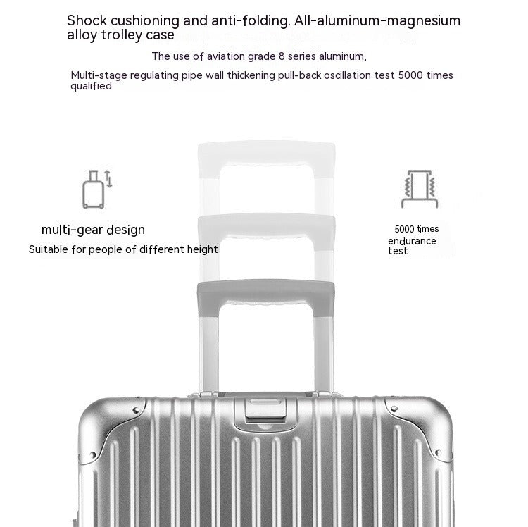 Aluminum Magnesium Alloy Luggage Large Capacity Trolley Suitcase