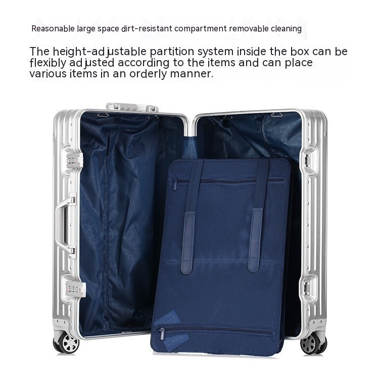 Aluminum Magnesium Alloy Luggage Large Capacity Trolley Suitcase