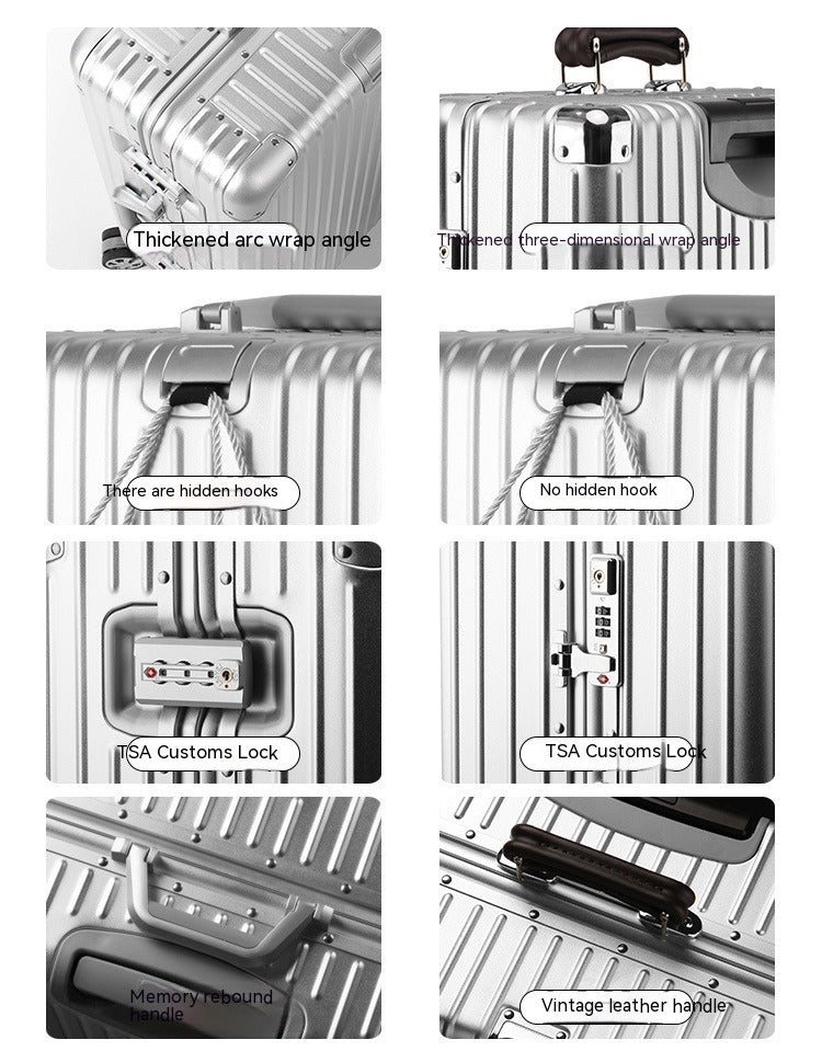 Aluminum Magnesium Alloy Luggage Large Capacity Trolley Suitcase
