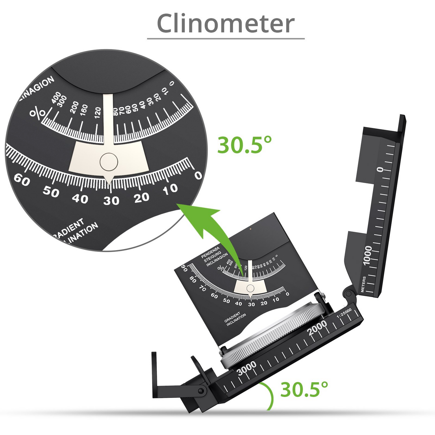 Waterproof Hiking Compass with Clinometer Fluorescent Scale Sighting Navigation Compass for Camping Mountaineering Boating Outdoor Survival