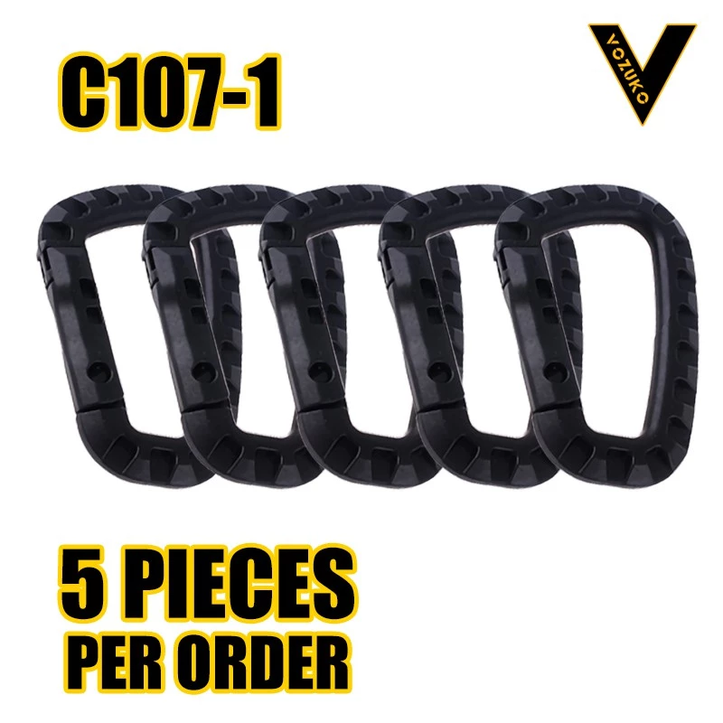 D-Shaped Quick-Release Plastic Carabiner Tactical Hook Large Backpack Buckle Clip Lightweight Spring Gear