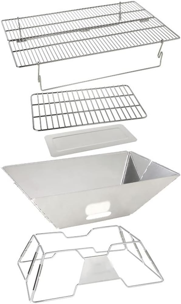 Portable Stainless Steel Foldable BBQ Grill Fire Pit Wood Burning Charcoal Grill for Outdoor Camping Barbecue Cooking