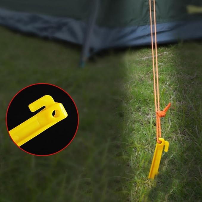 Heavy Duty Plastic Screw Tent Pegs 20cm Ground Stakes Metal Pegs and Glow in the Dark for Tents, Tarps, Ground Sheets & Camping Accessories
