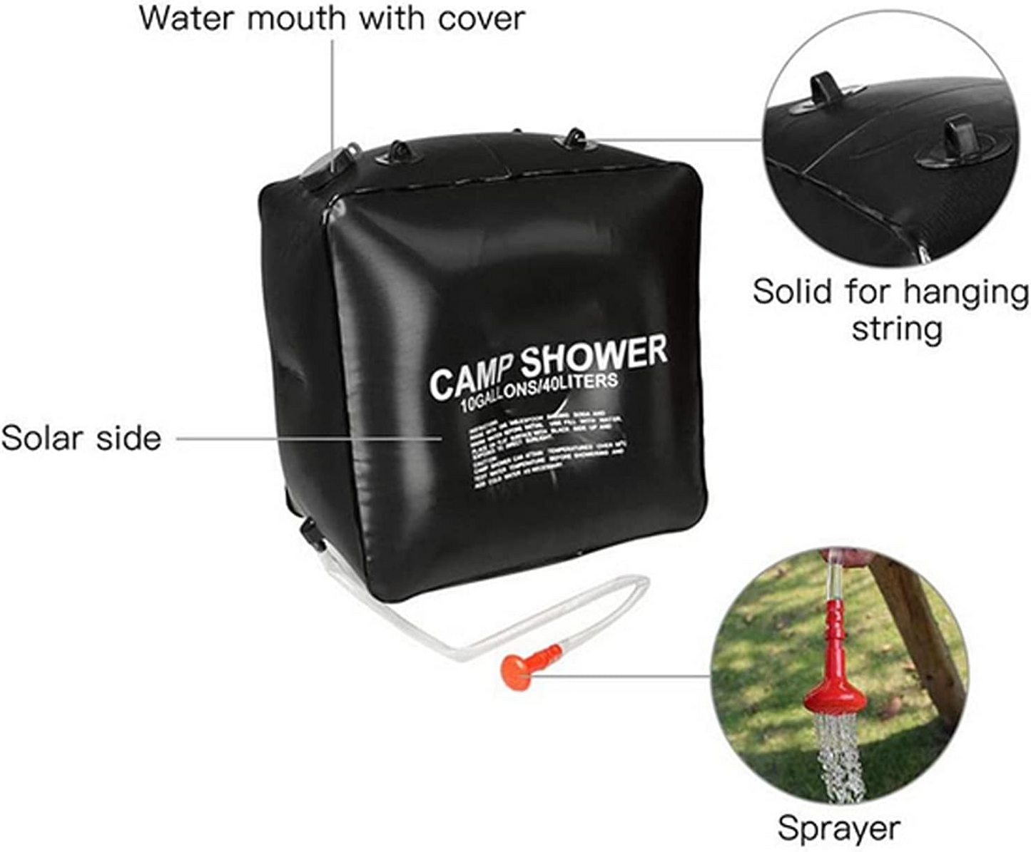 40L Solar Shower Bag Portable Water Heater Outdoor Camping Travel