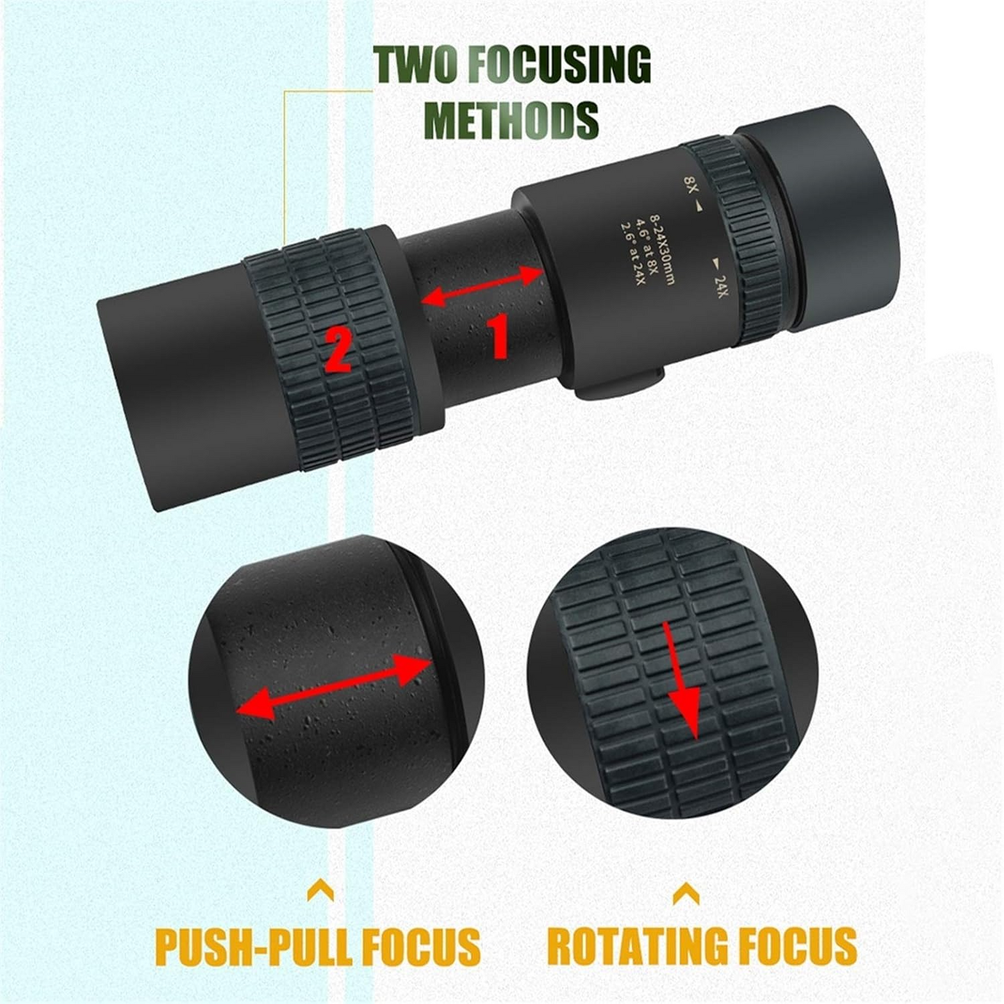 Portable Monocular 8 24x30 Zoom Telescope BAK4 Prism Outdoor Travel Bird Watching