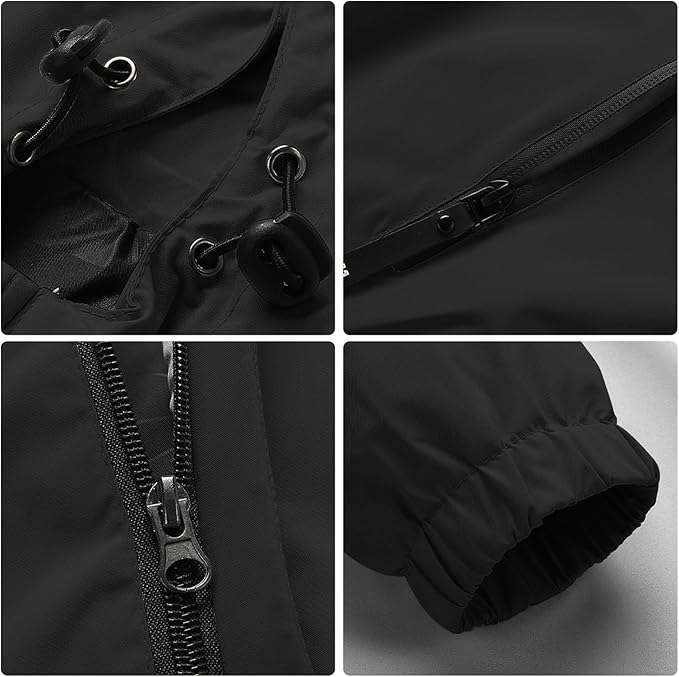 Men Lightweight Hooded Windbreaker Jacket Waterproof Outdoor Hiking