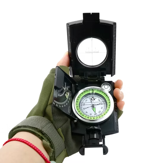 Waterproof Hiking Compass with Clinometer Fluorescent Scale Sighting Navigation Compass for Camping Mountaineering Boating Outdoor Survival