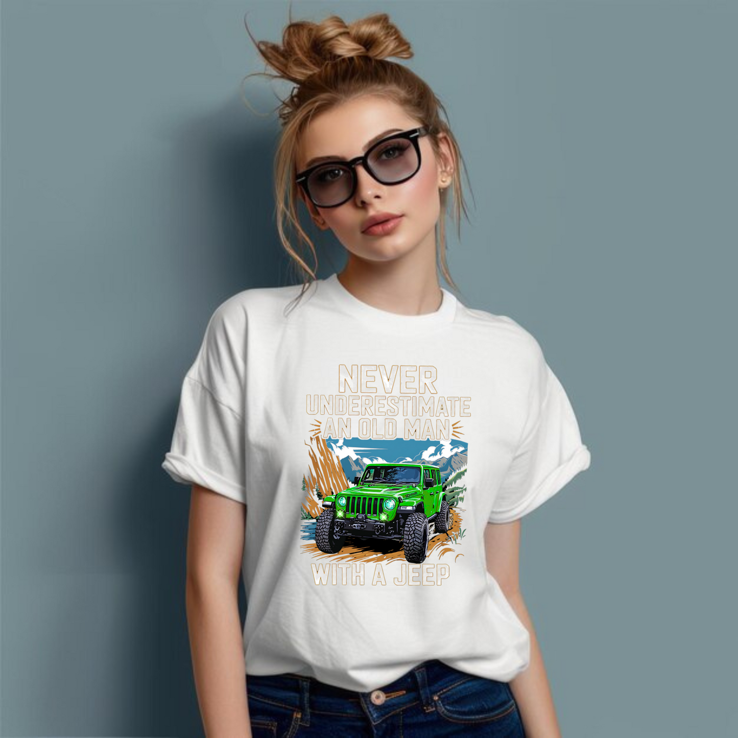 VOZUKO Custom 4x4 Jeep Old Man T Shirt Men Women Made-to-Order Gildan Tee