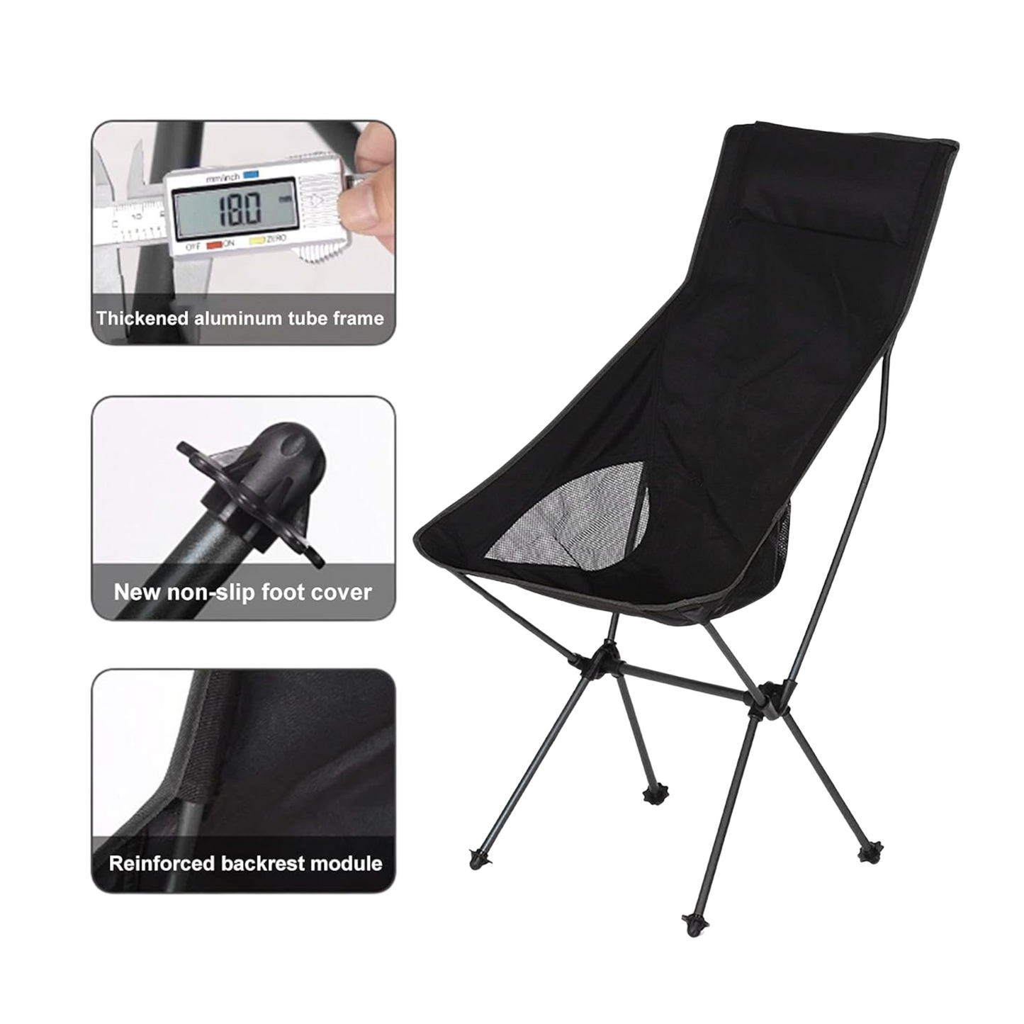 Portable Camping Chair, Compact Ultralight Folding Backpacking Chairs, Outdoor High Back Chair detachable footrest Travel Furniture Home Garden Hiking Picnic Fishing