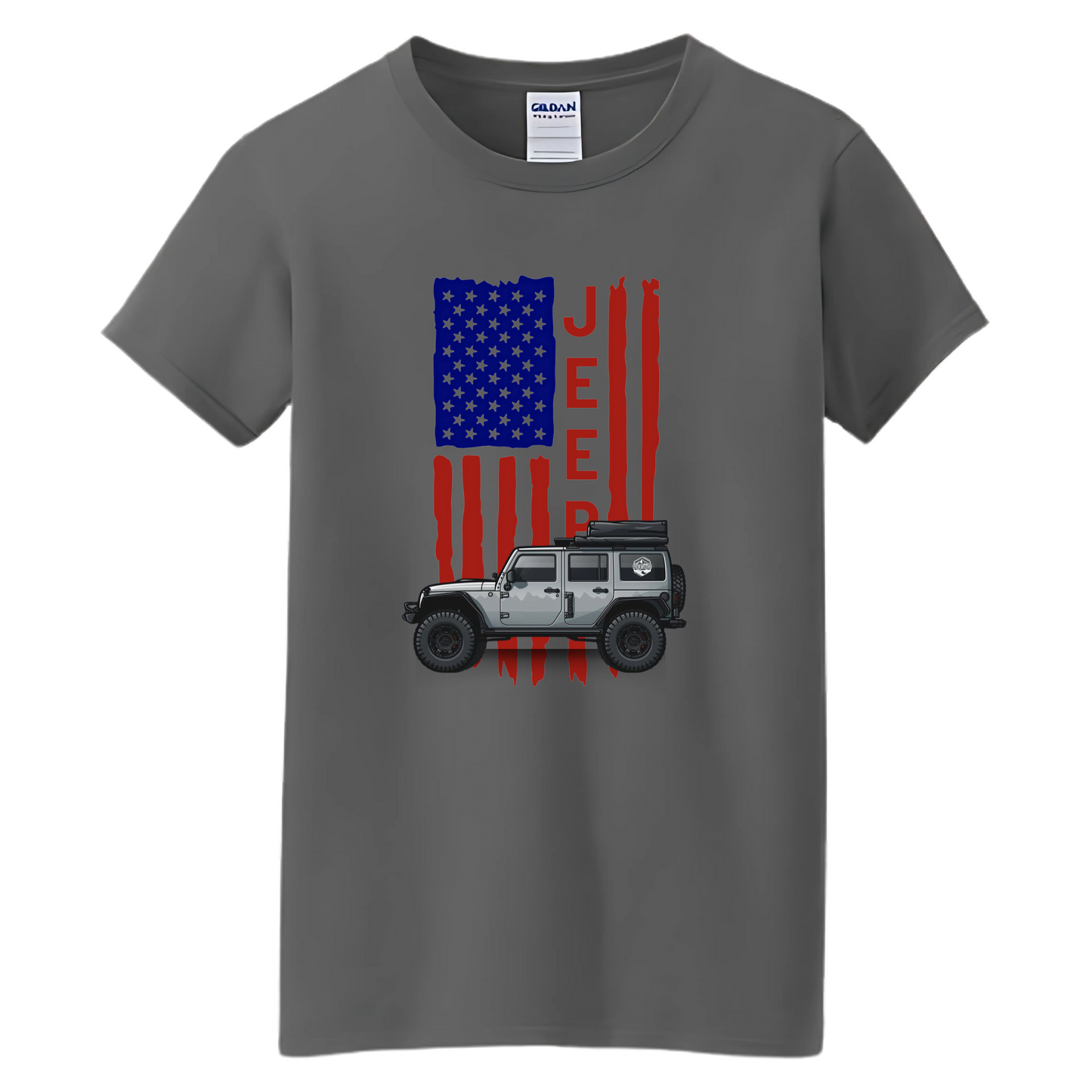 VOZUKO Custom 4x4 Jeep with Pride Flag T Shirt Men Women Made-to-Order Gildan Tee