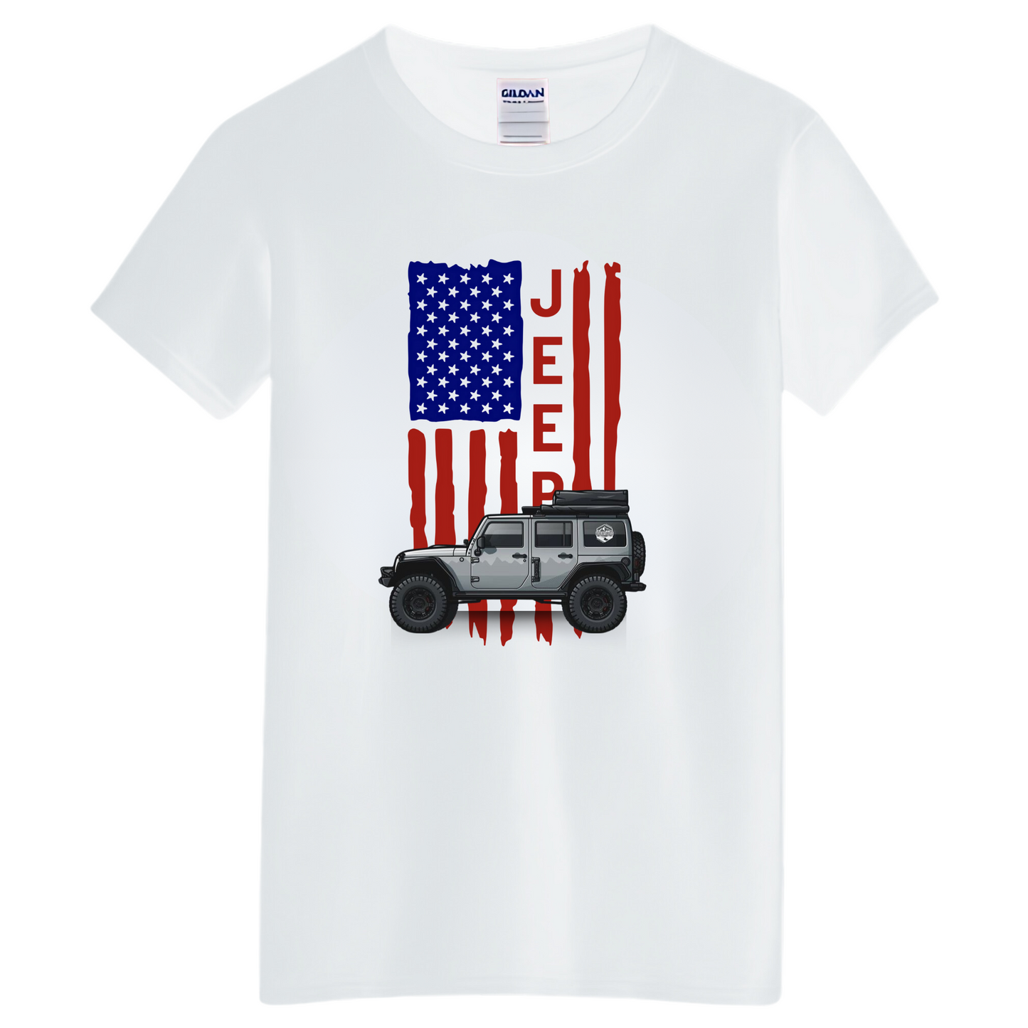 VOZUKO Custom 4x4 Jeep with Pride Flag T Shirt Men Women Made-to-Order Gildan Tee