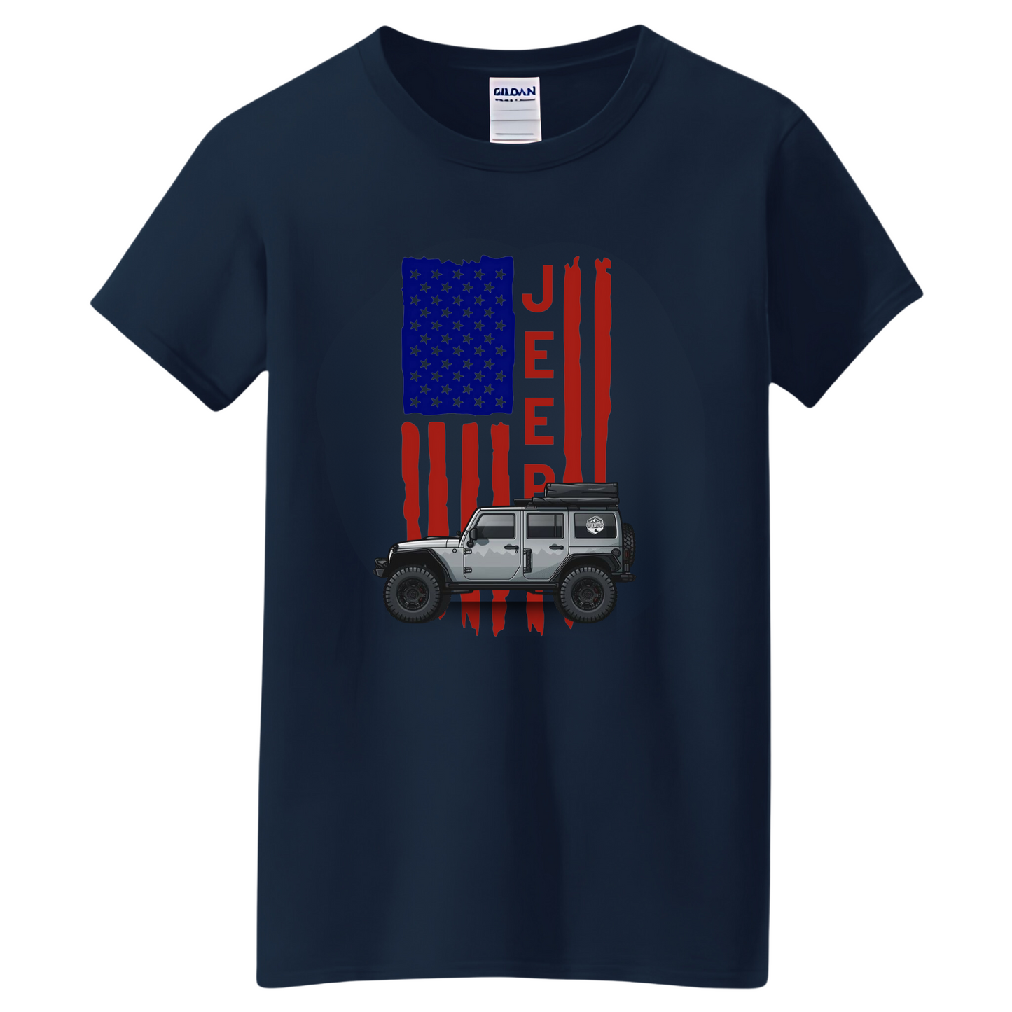 VOZUKO Custom 4x4 Jeep with Pride Flag T Shirt Men Women Made-to-Order Gildan Tee